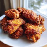 A pile of perfectly crispy, golden-brown chicken wings served on a white plate.
